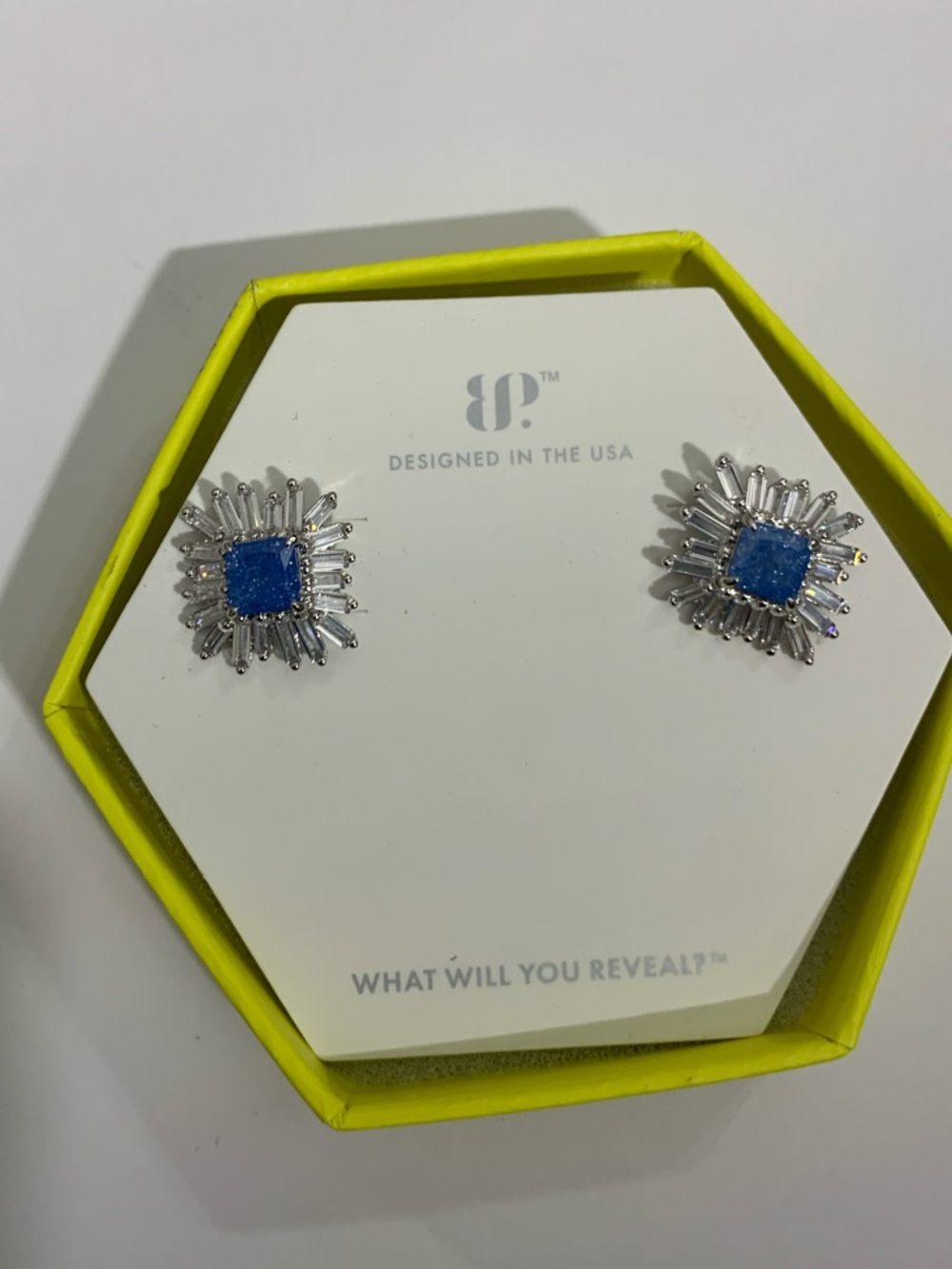 Lab Created Aqua Blue Ice Crystal Rhodium Plated Earrings Studs New